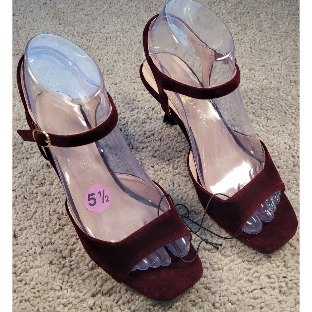 Chinese Laundry Lynwood Velvet Heels Merlot Kitten Sandals NWOT 5.5 - Picture 3 of 10